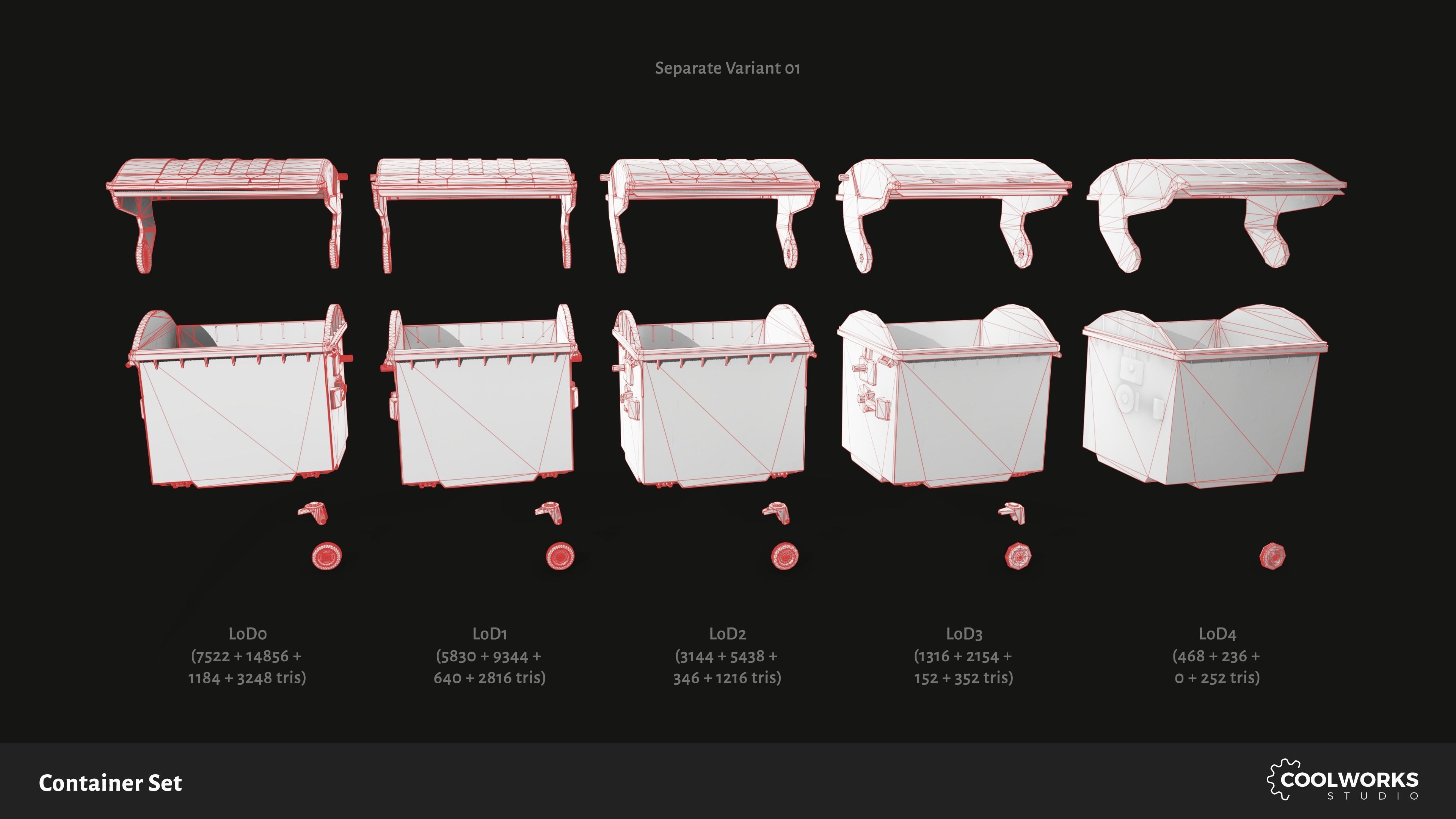 Container Set Low-poly 3D model_46