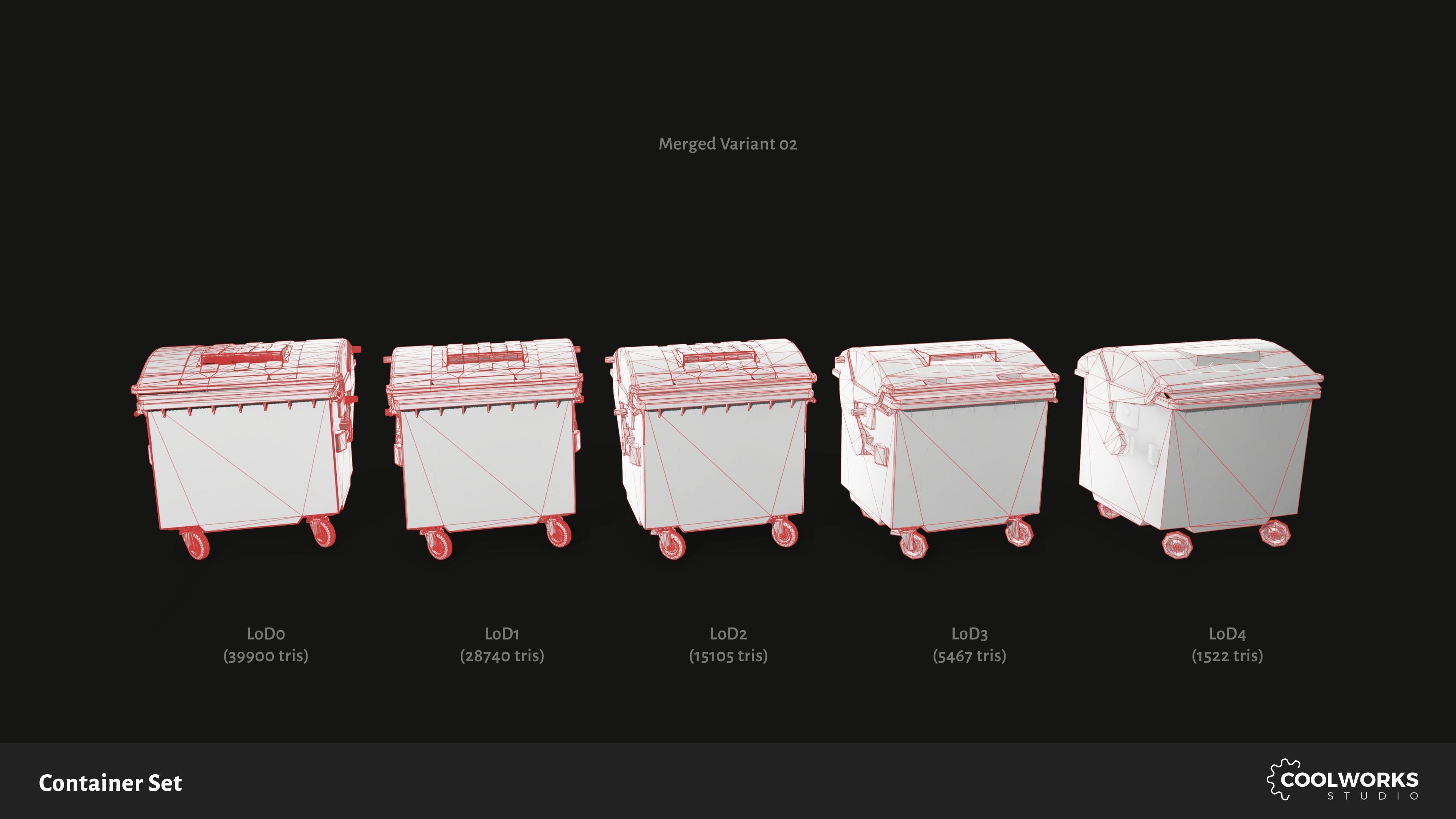 Container Set Low-poly 3D model_51