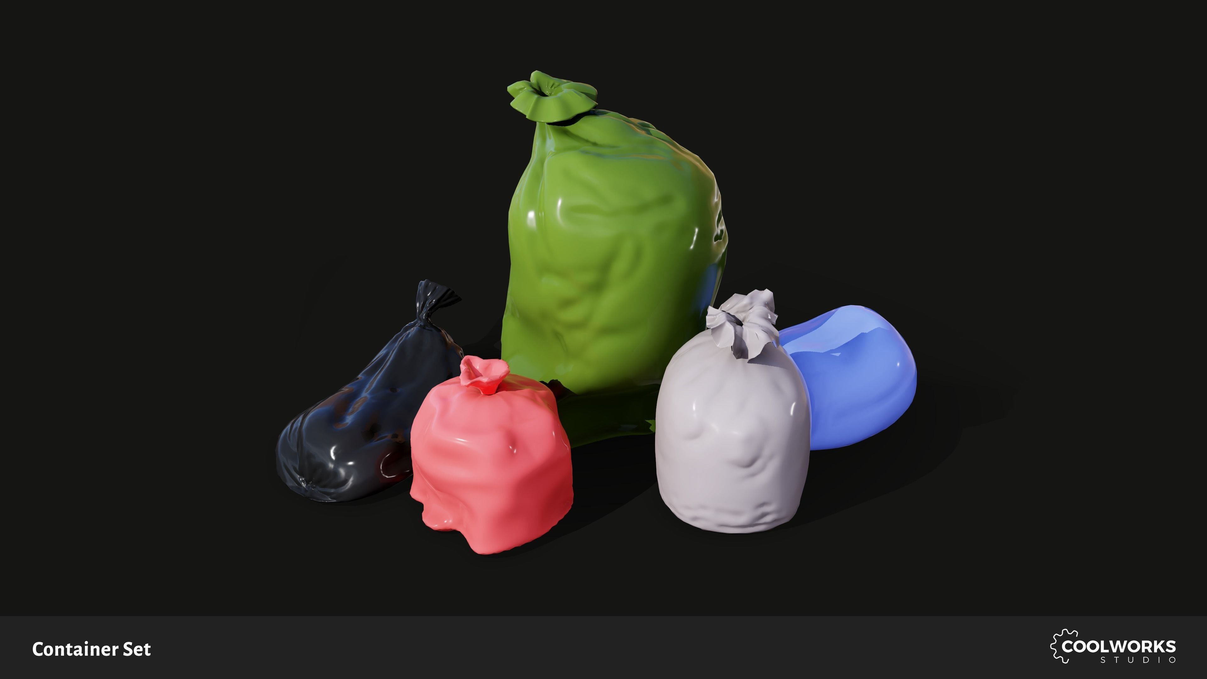 Container Set Low-poly 3D model_72