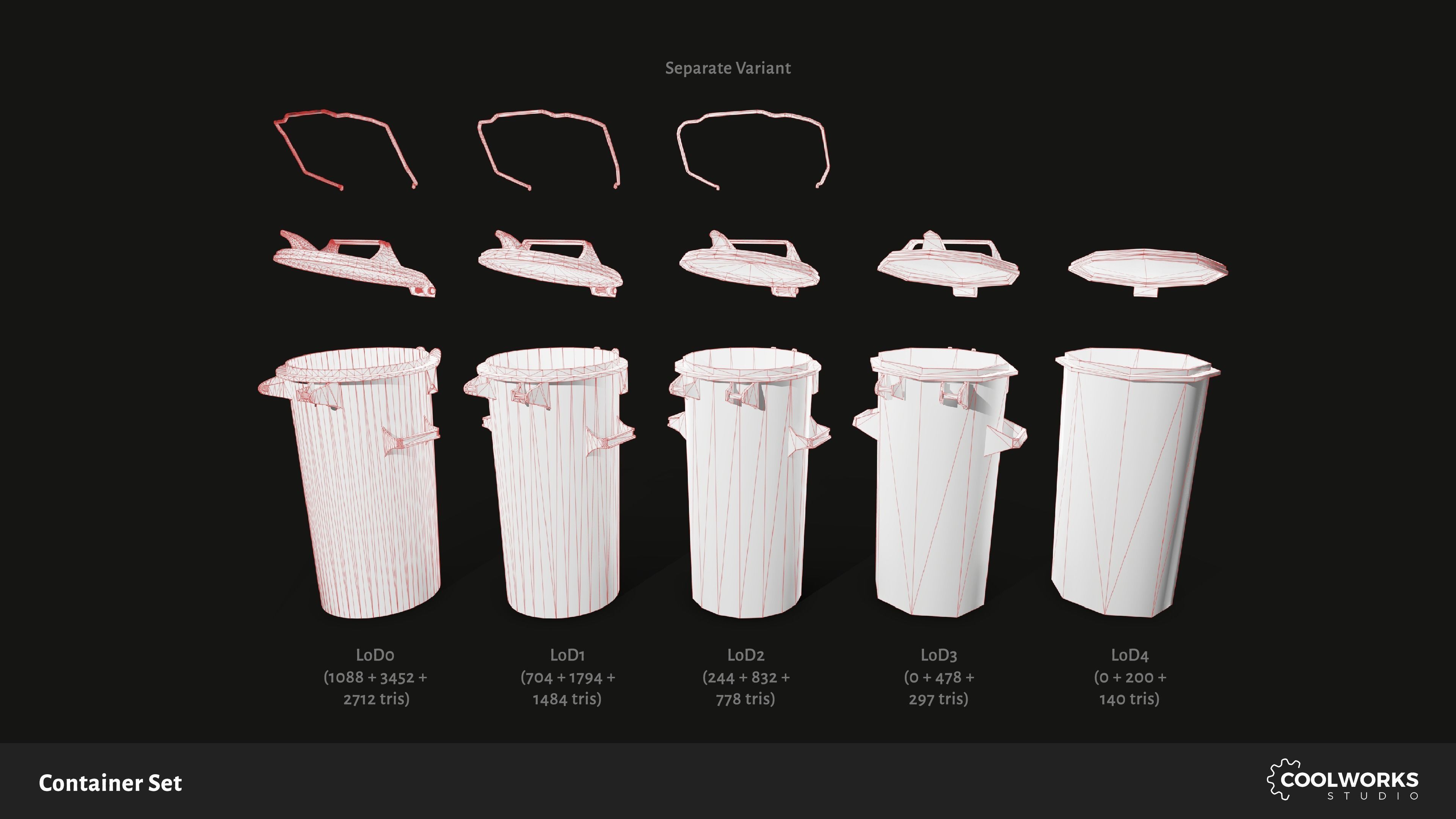 Container Set Low-poly 3D model_61