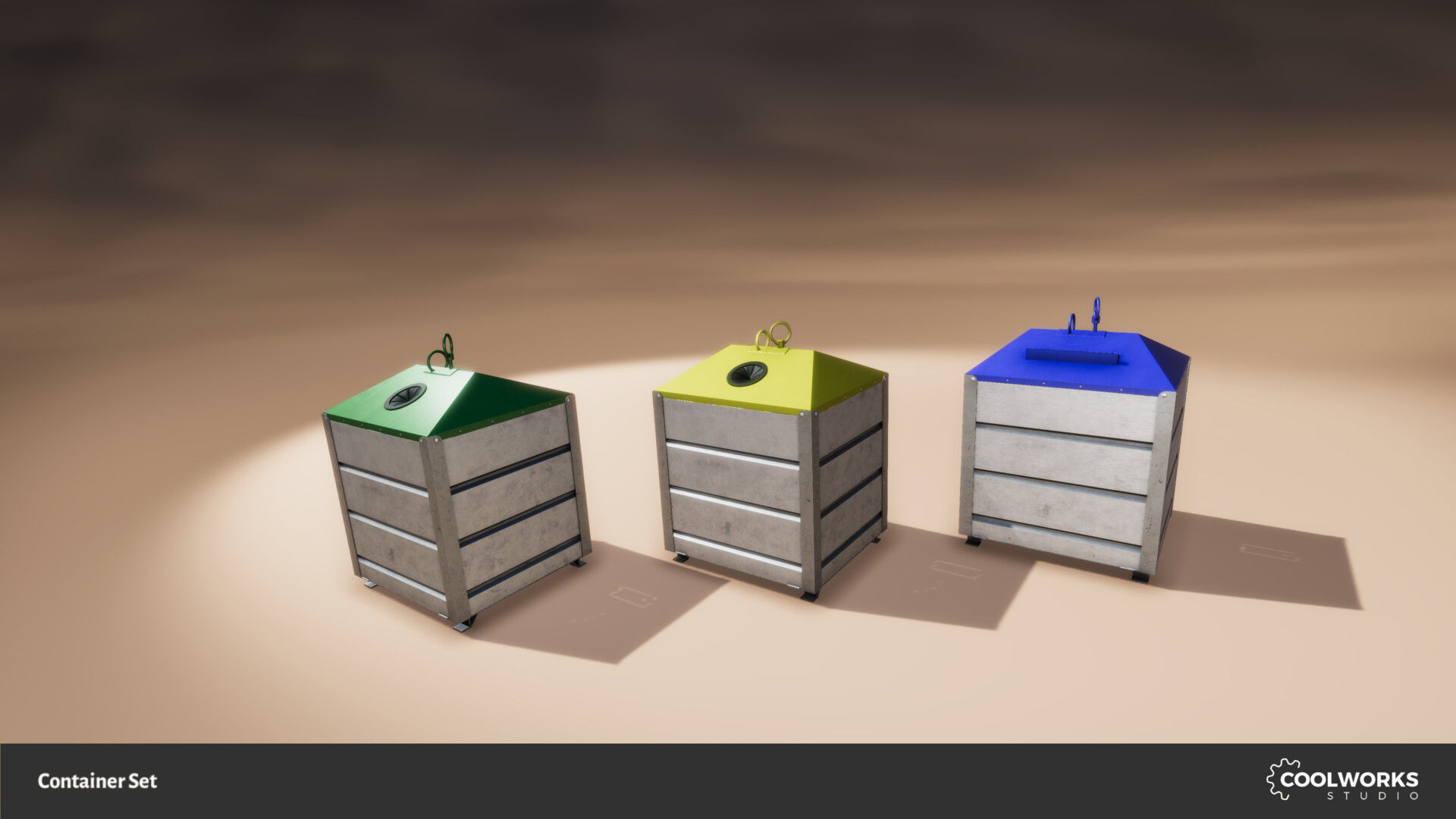 Container Set Low-poly 3D model_107