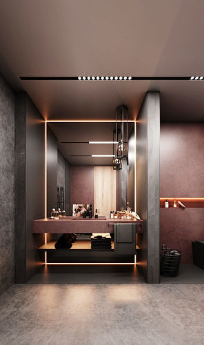 Modern Bathroom Scene - Corona Renderer 3D model