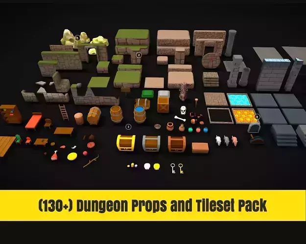 Modular Cartoon Dungeon Props and Tileset Pack