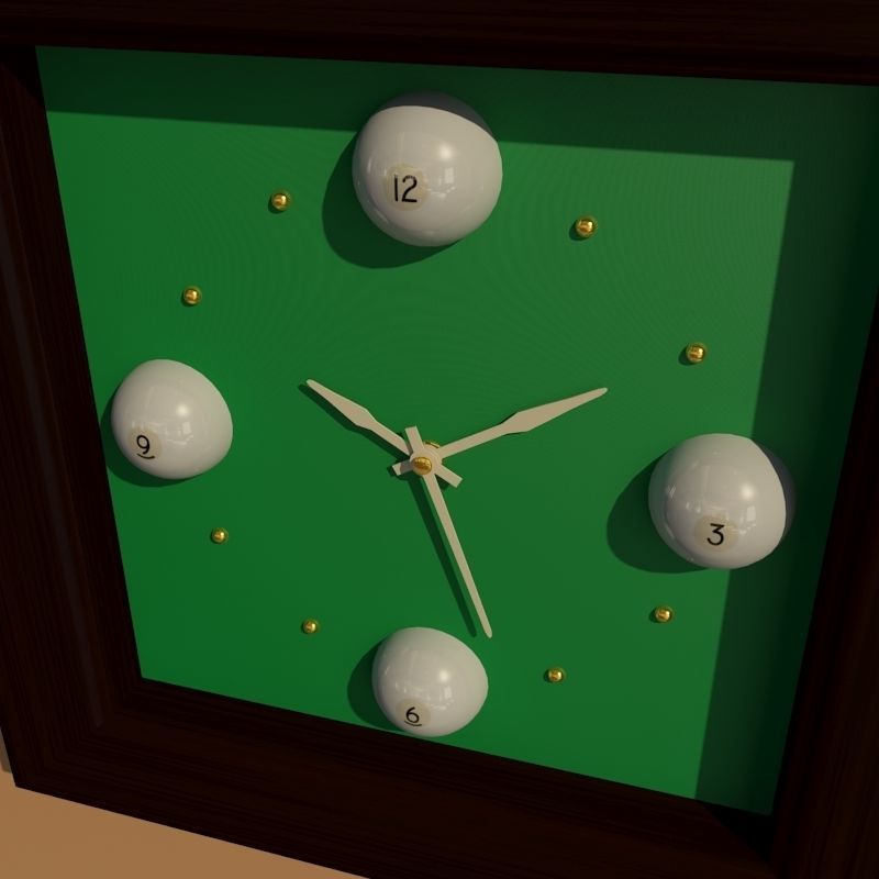 Wall clock billiard 3D model_1
