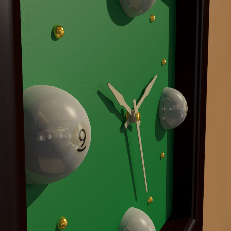 Wall clock billiard 3D model_2