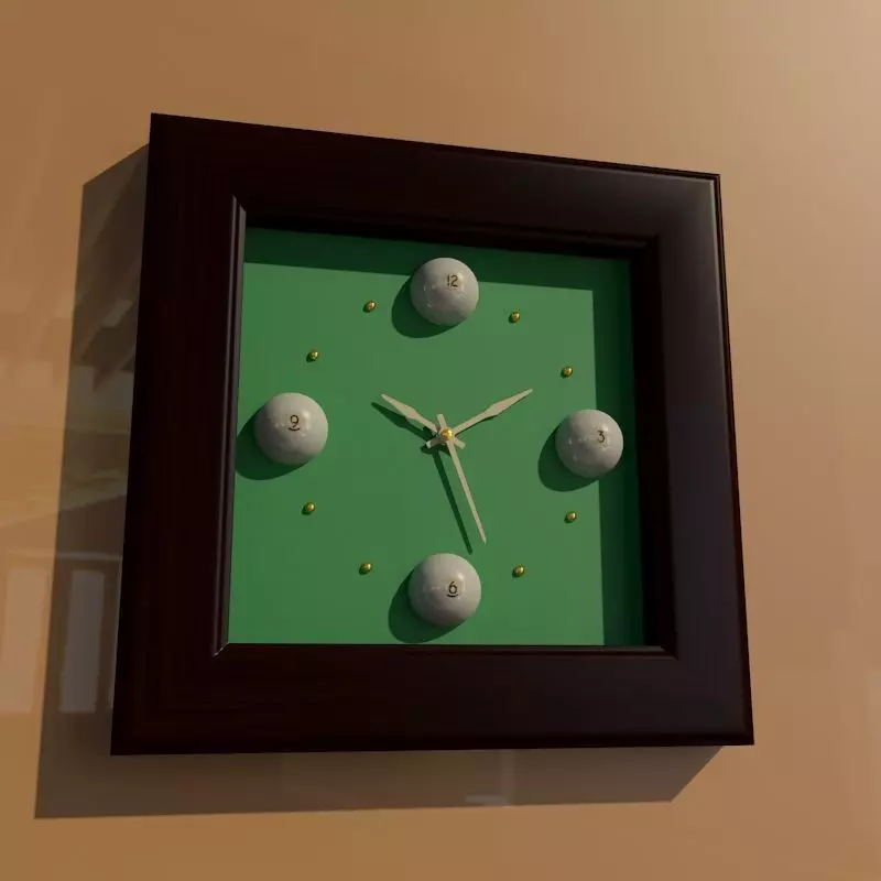 Wall clock billiard 3D model_0