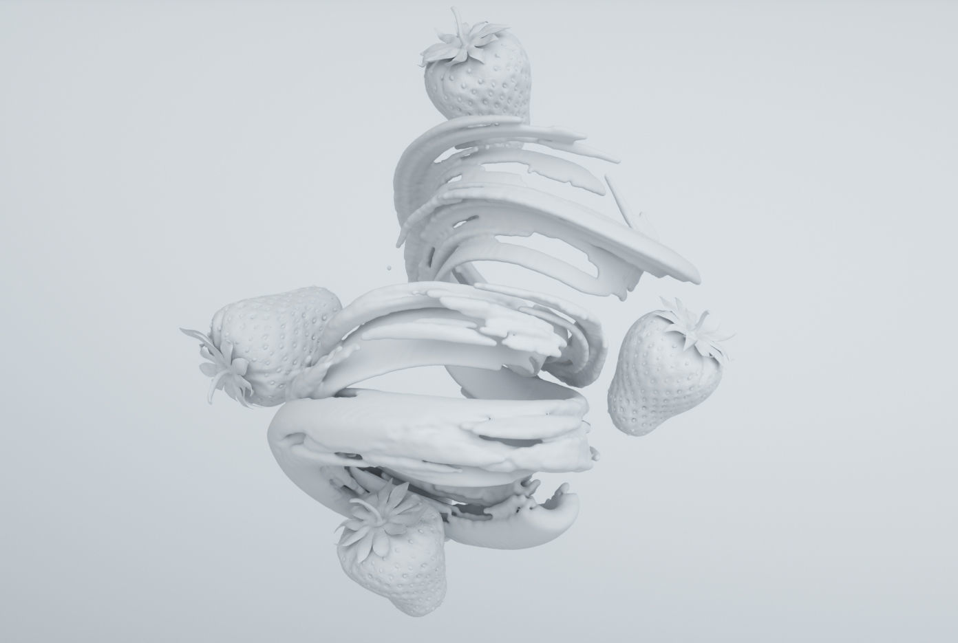 Strawberry Splash Animated 3D model_3