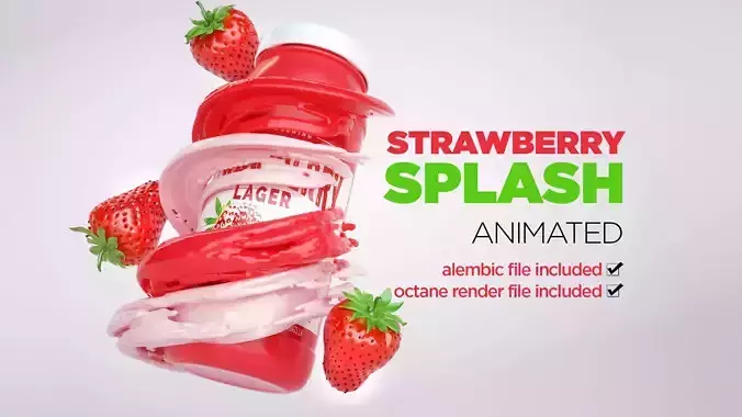 Strawberry Splash Animated 3D model