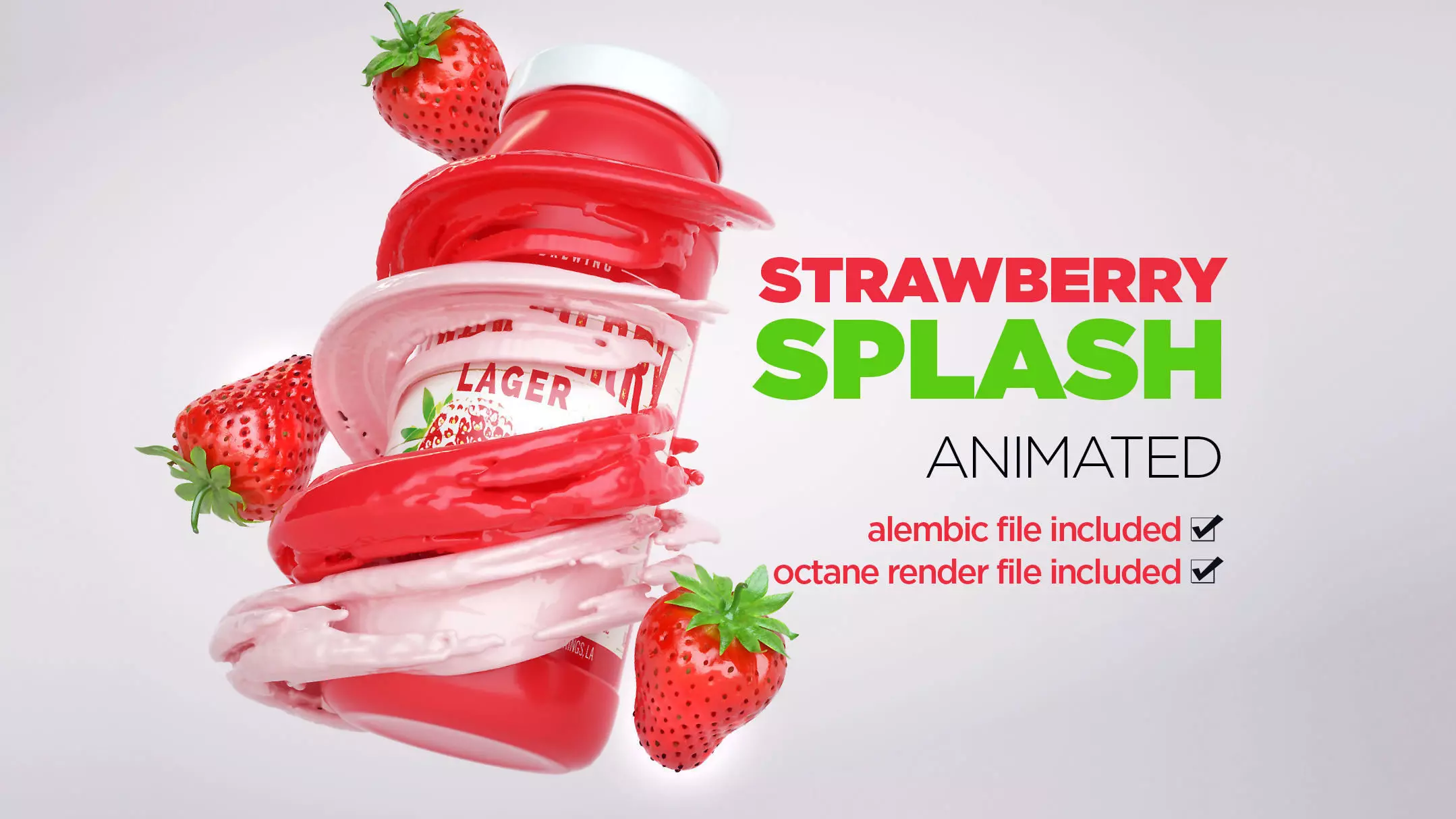 Strawberry Splash Animated 3D model_0