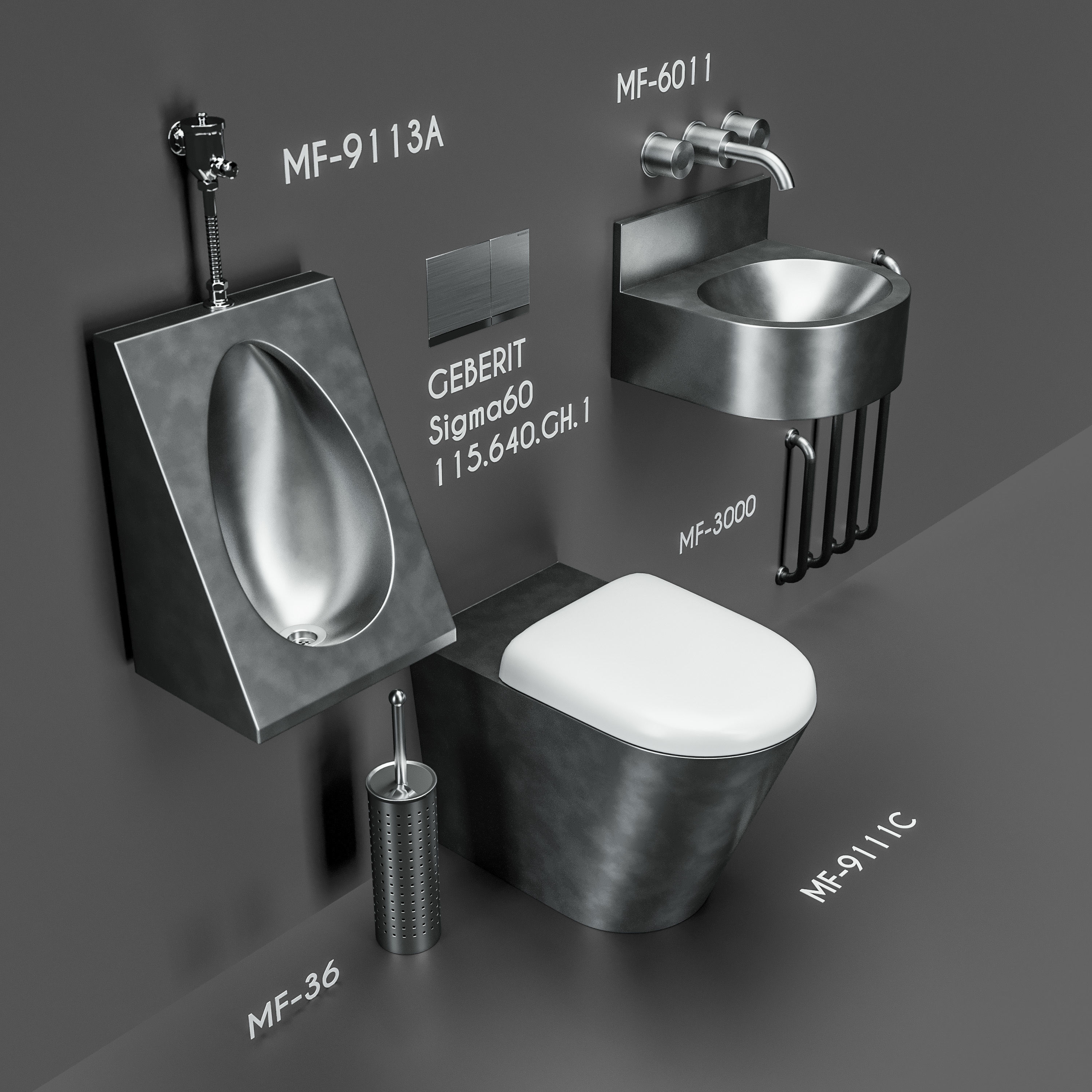 Stainless Steel WC 3D model_2