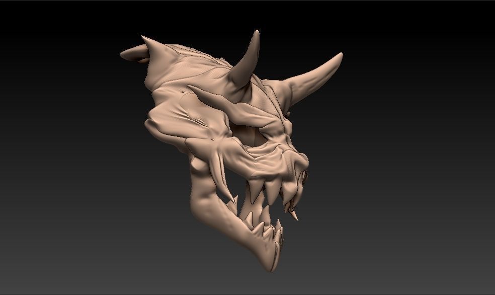 simple dragon skull mask 3D print model_1