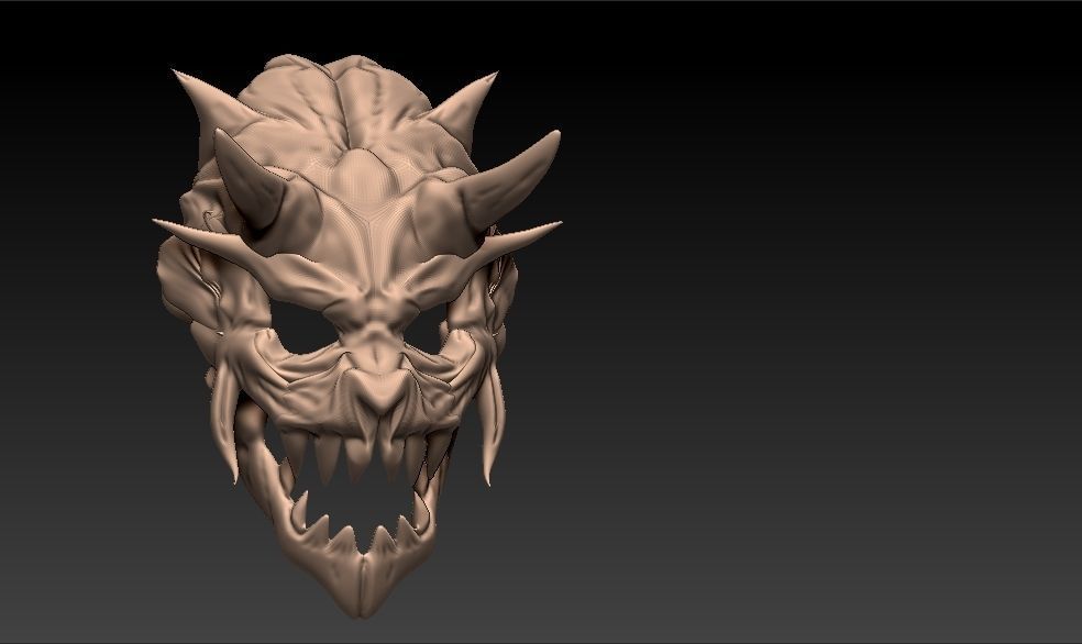 simple dragon skull mask 3D print model_2