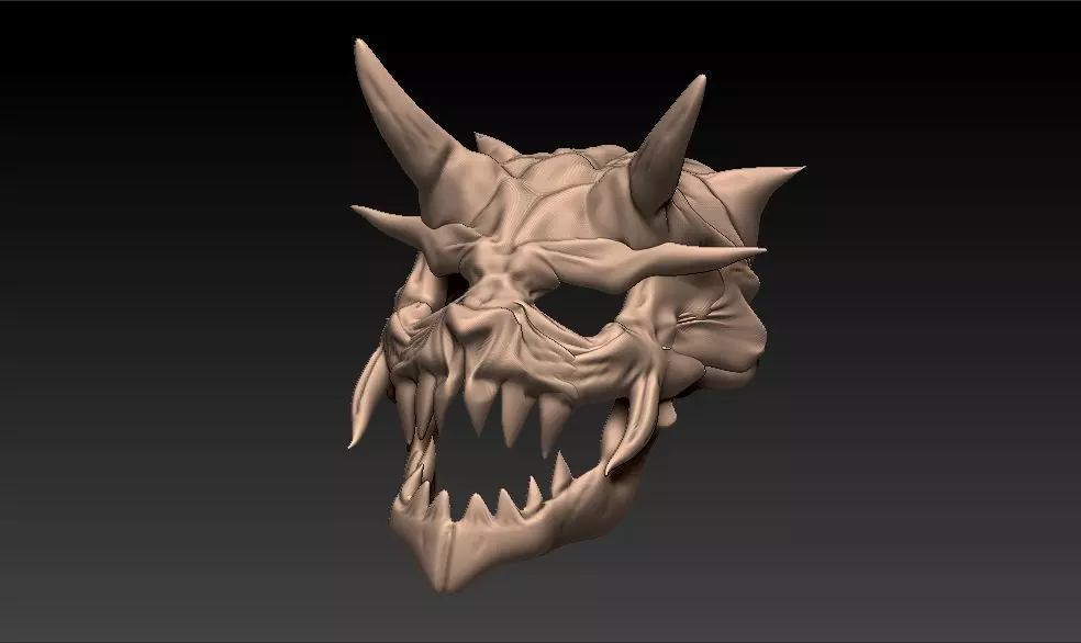 simple dragon skull mask 3D print model_0