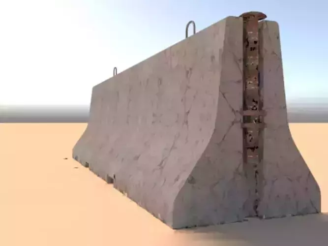 old concrete jersey  barrier with fixing pin