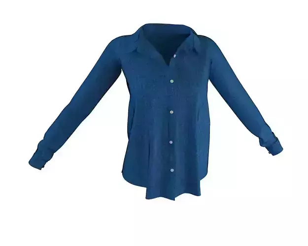 Stylish Designer Women denim Shirt Top 3D model 3D model