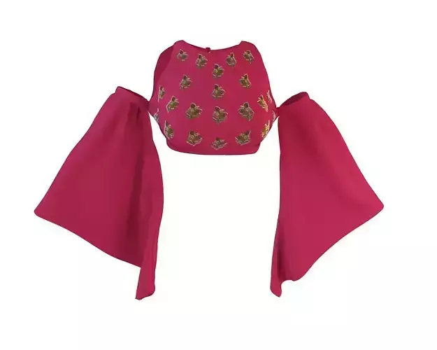 Stylish Designer Women Angel Sleeve Top 3D model 3D model