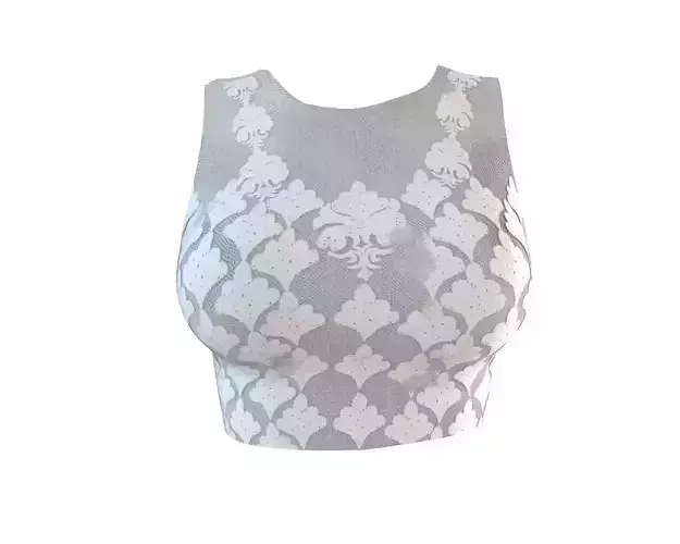 Stylish Designer Women Lace Pattern Sleeveless Top 3D model 3D model