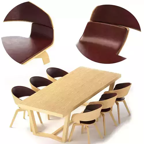 Modern Cartesio Leather Table Set
