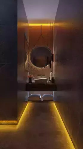 Modern Dark Bathroom 3D model