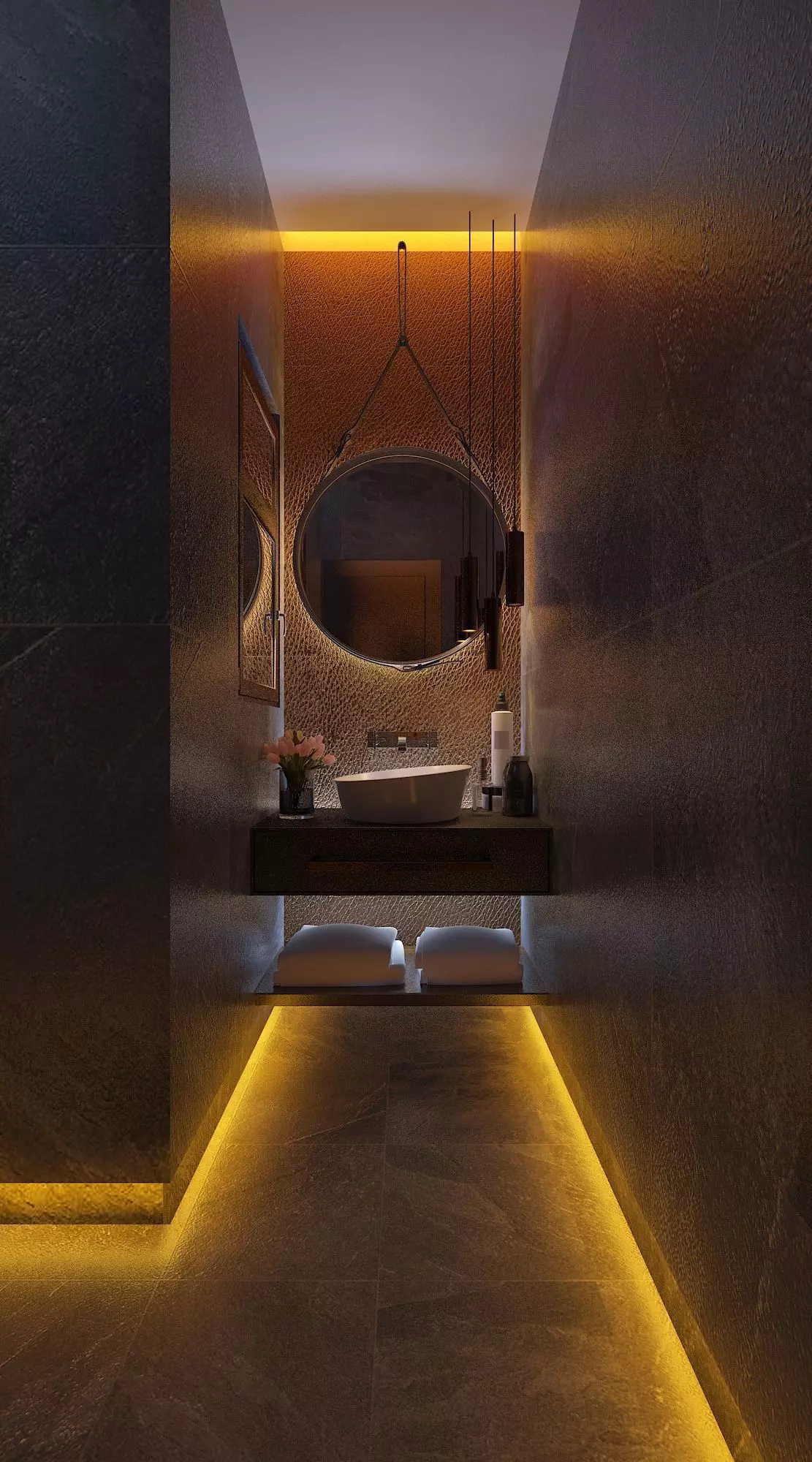 Modern Dark Bathroom 3D model_0