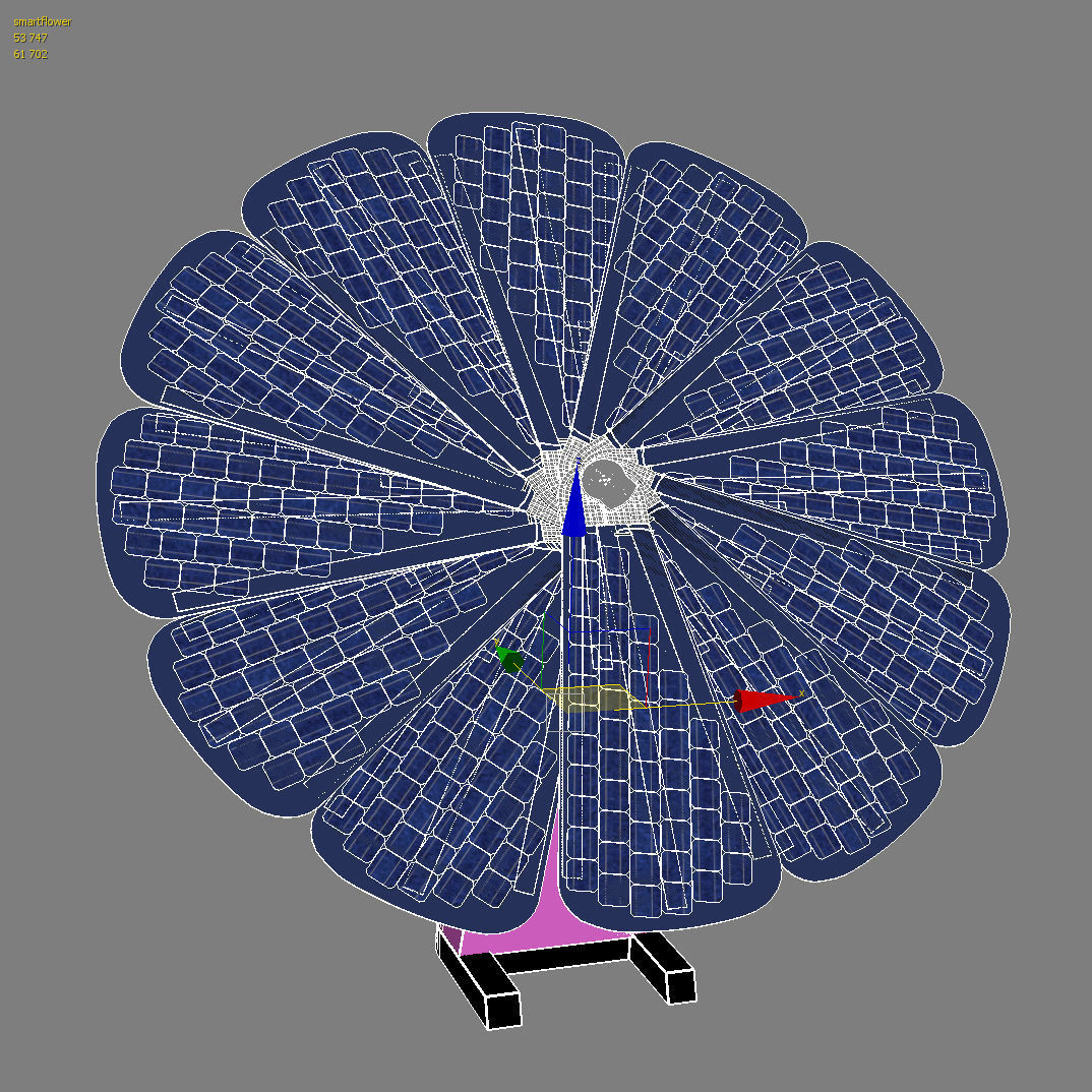 SmartFlower solar panel system Low-poly 3D model_10