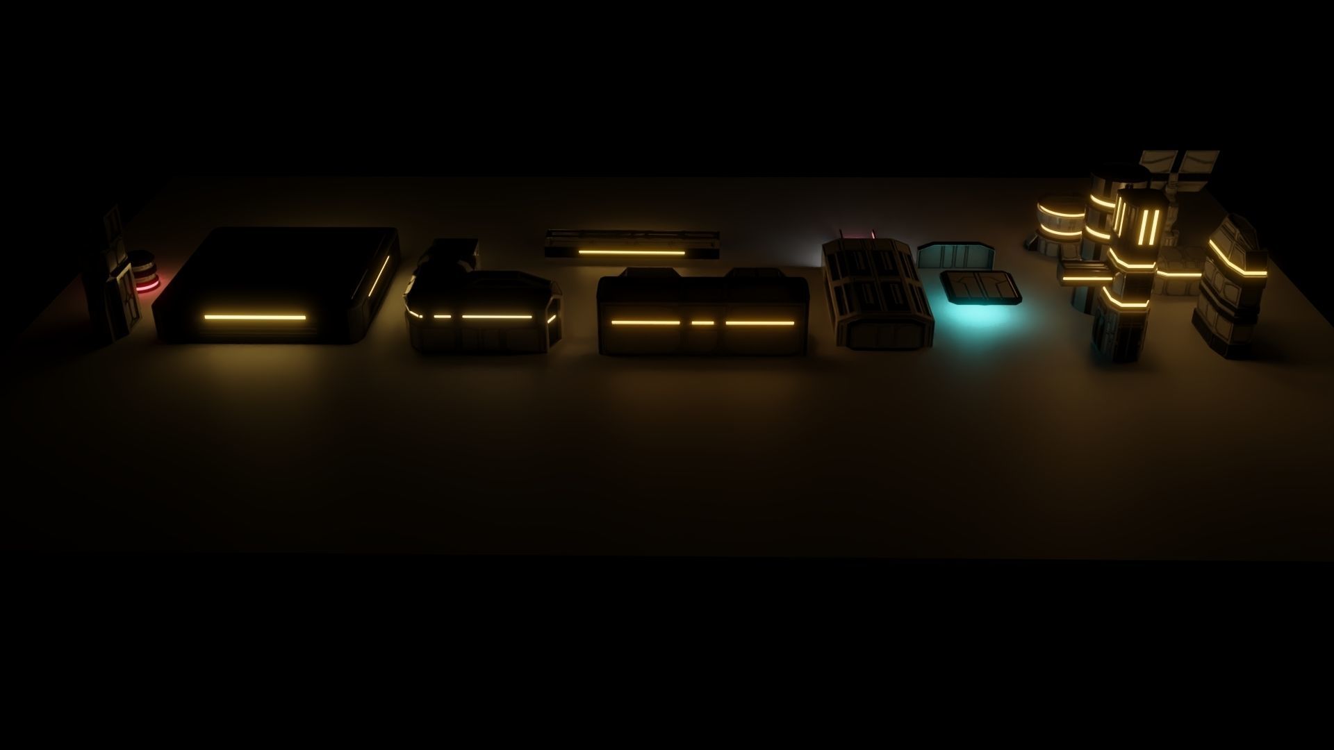 Scifi Buildings Low-poly 3D model_13