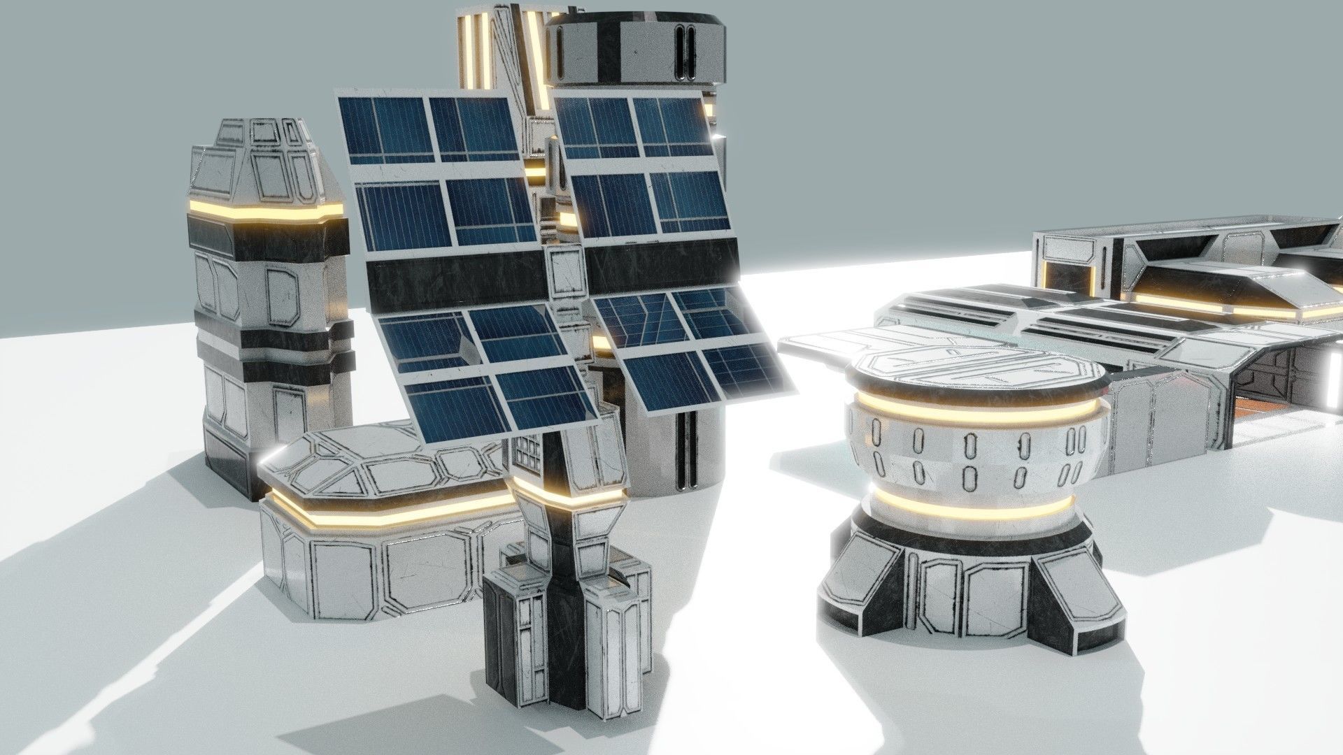 Scifi Buildings Low-poly 3D model_9
