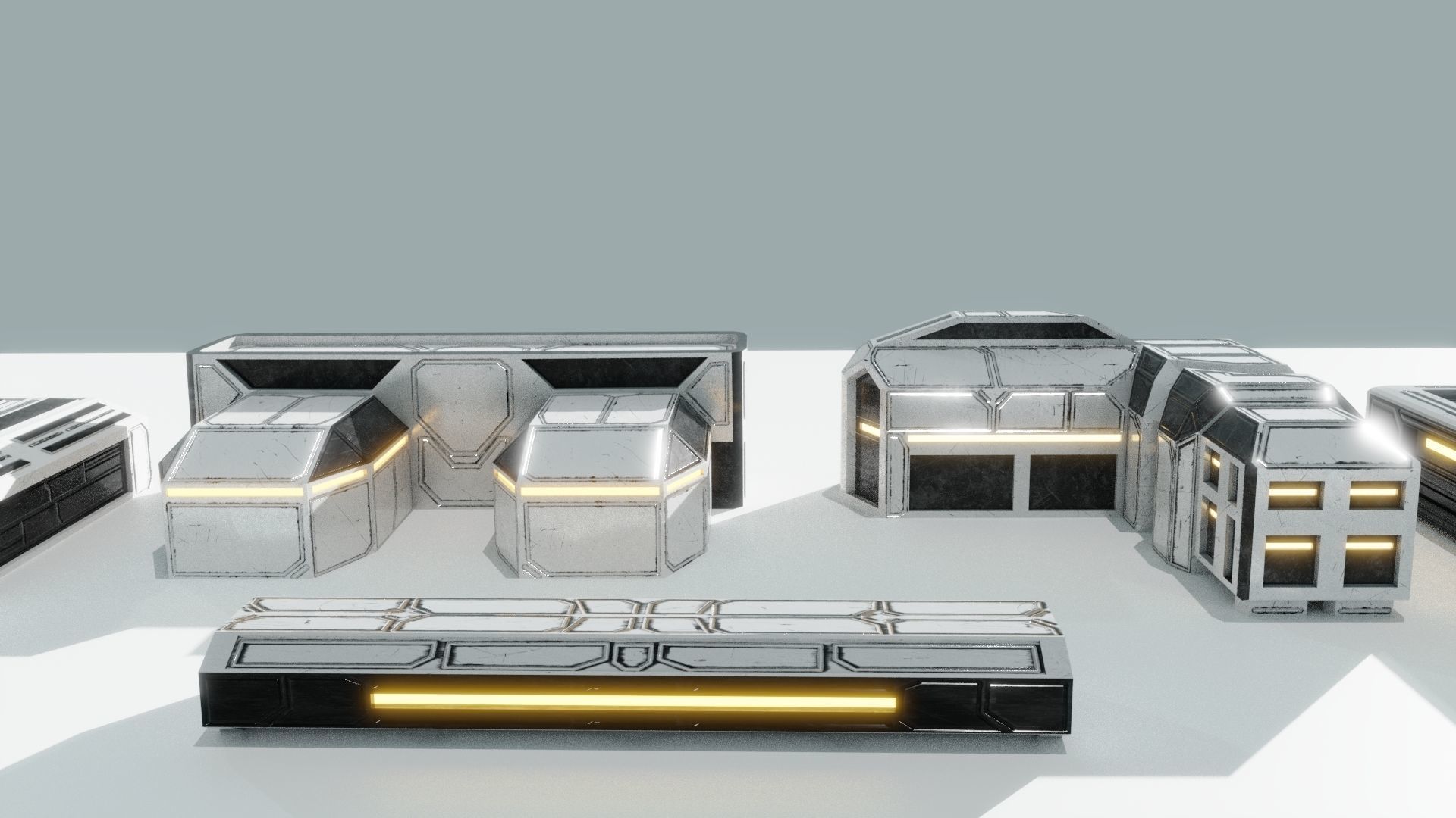 Scifi Buildings Low-poly 3D model_6