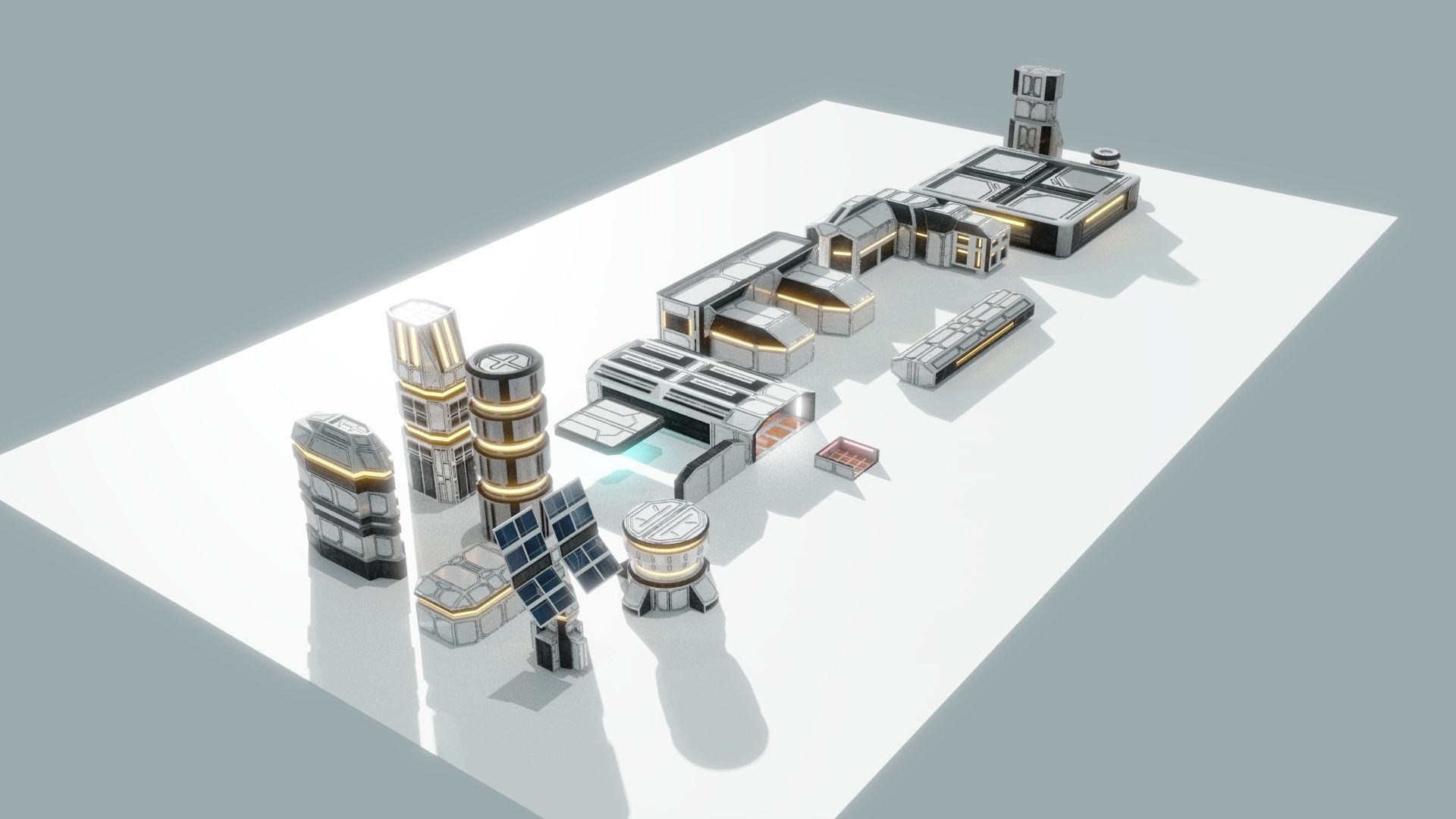 Scifi Buildings Low-poly 3D model_2