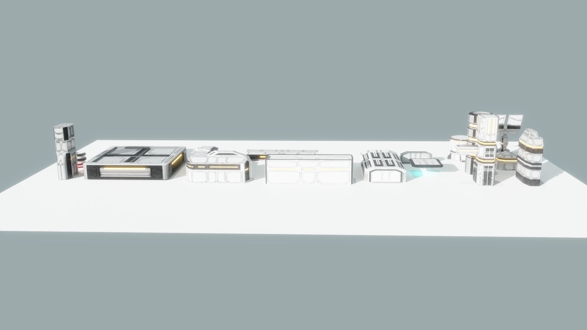 Scifi Buildings Low-poly 3D model_4