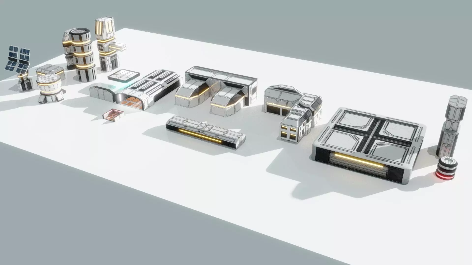 Scifi Buildings Low-poly 3D model_0