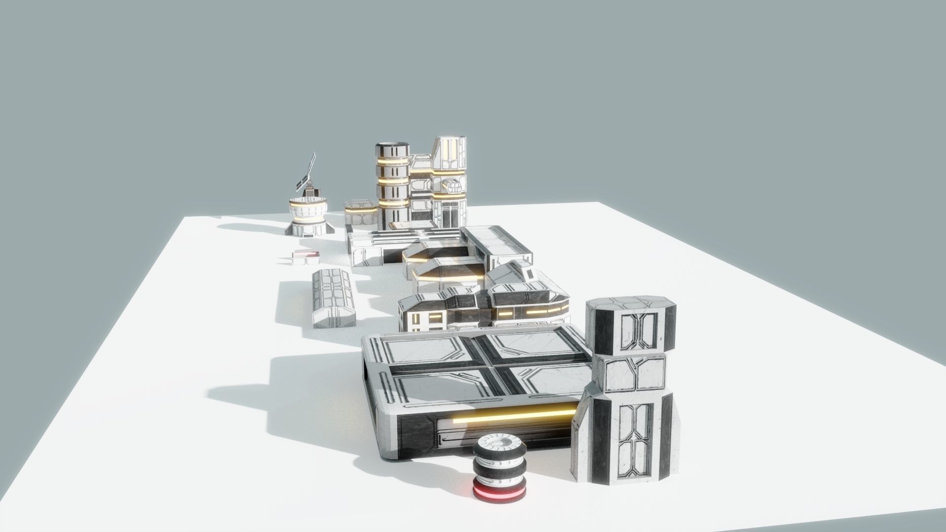 Scifi Buildings Low-poly 3D model_3