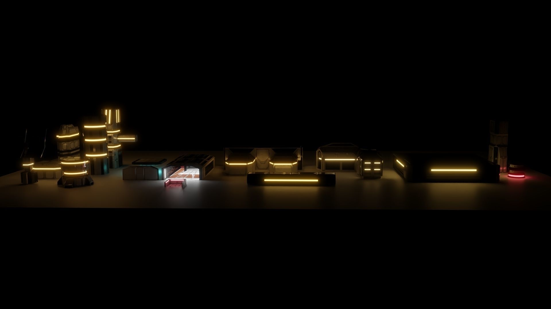 Scifi Buildings Low-poly 3D model_12