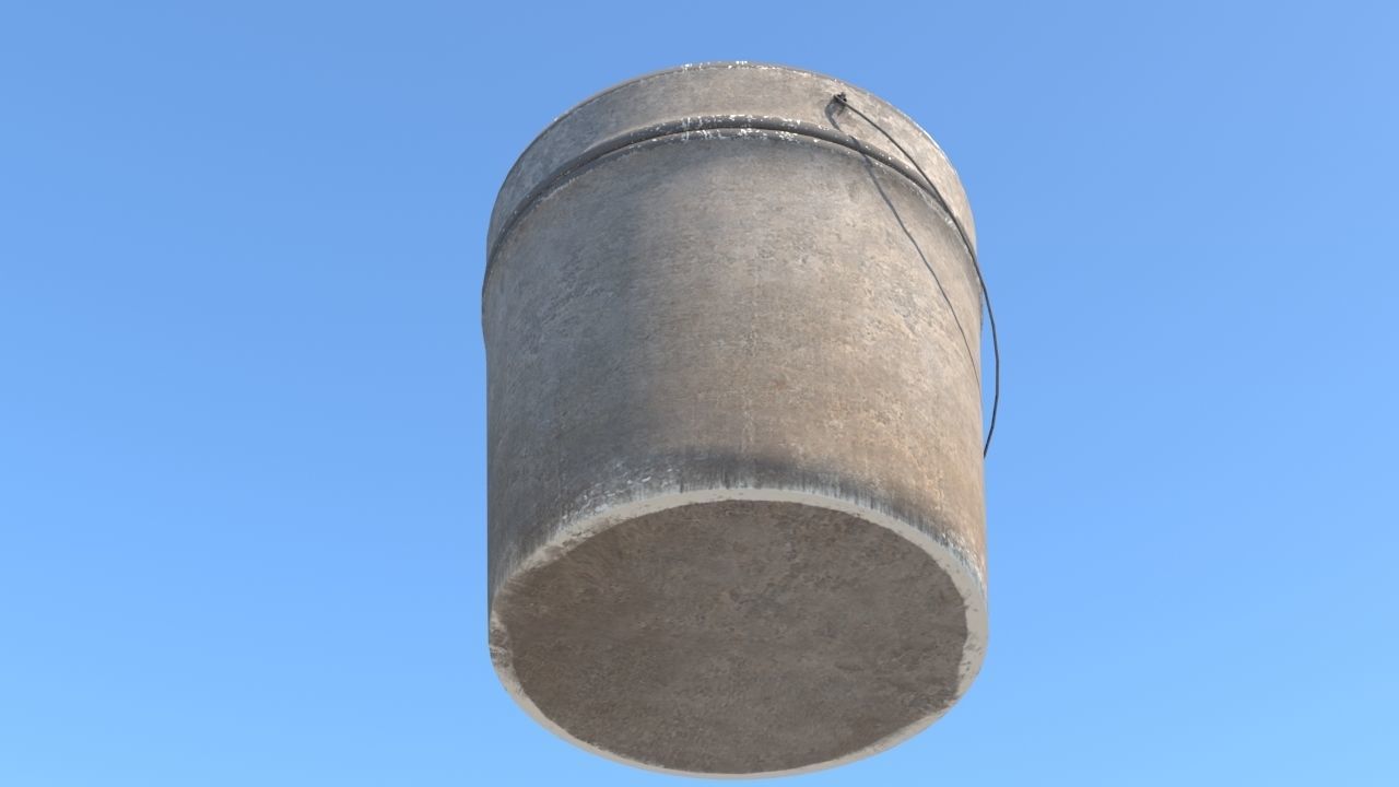 Bucket metal Low-poly 3D model_4
