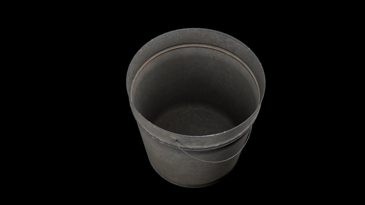 Bucket metal Low-poly 3D model_1