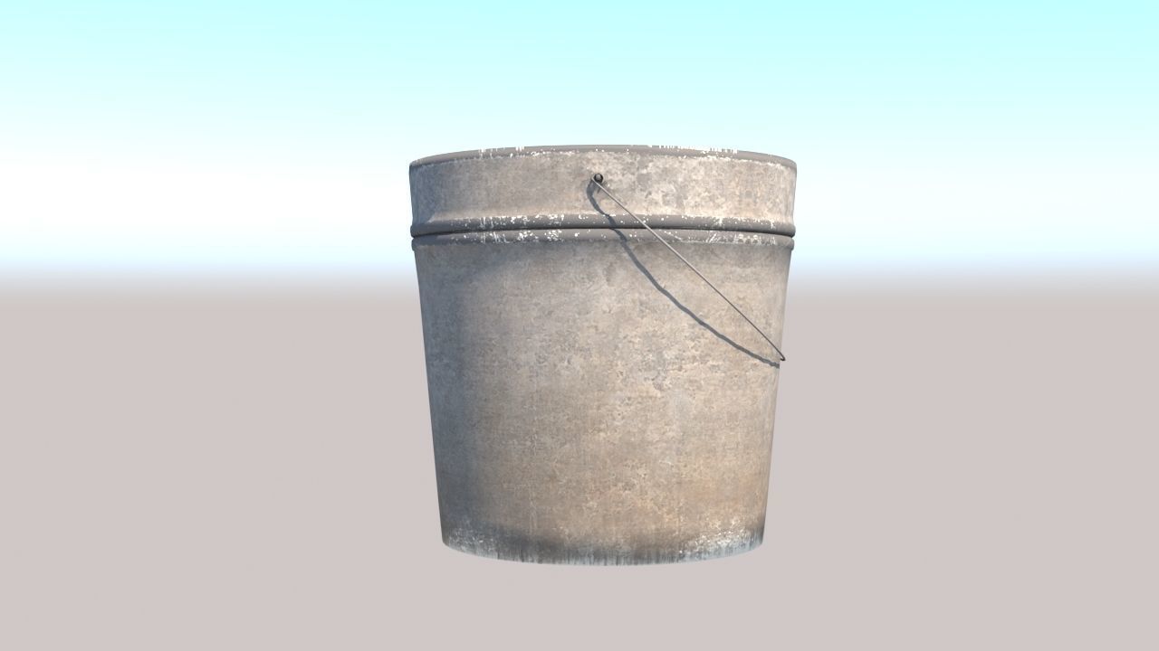 Bucket metal Low-poly 3D model_3