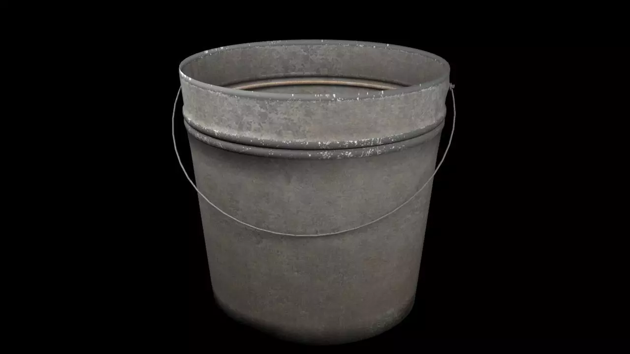 Bucket metal Low-poly 3D model_0