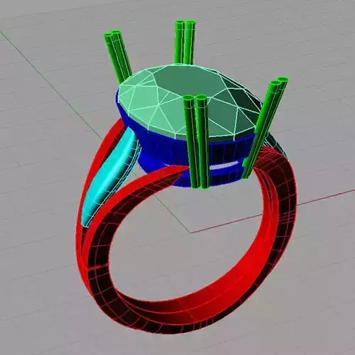 Oval Gem Woman Diamond Gold Ring 3D print model