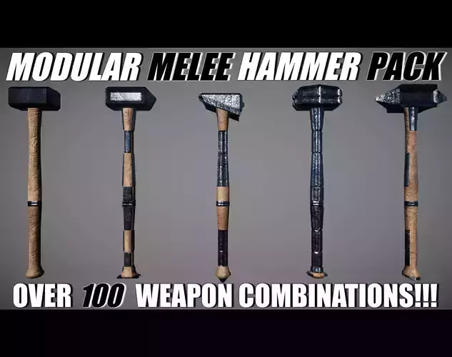 Modular Melee - Hammer Pack Low-poly 3D model