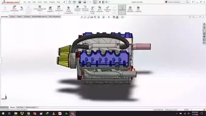 V 6 Engine computer screen showing