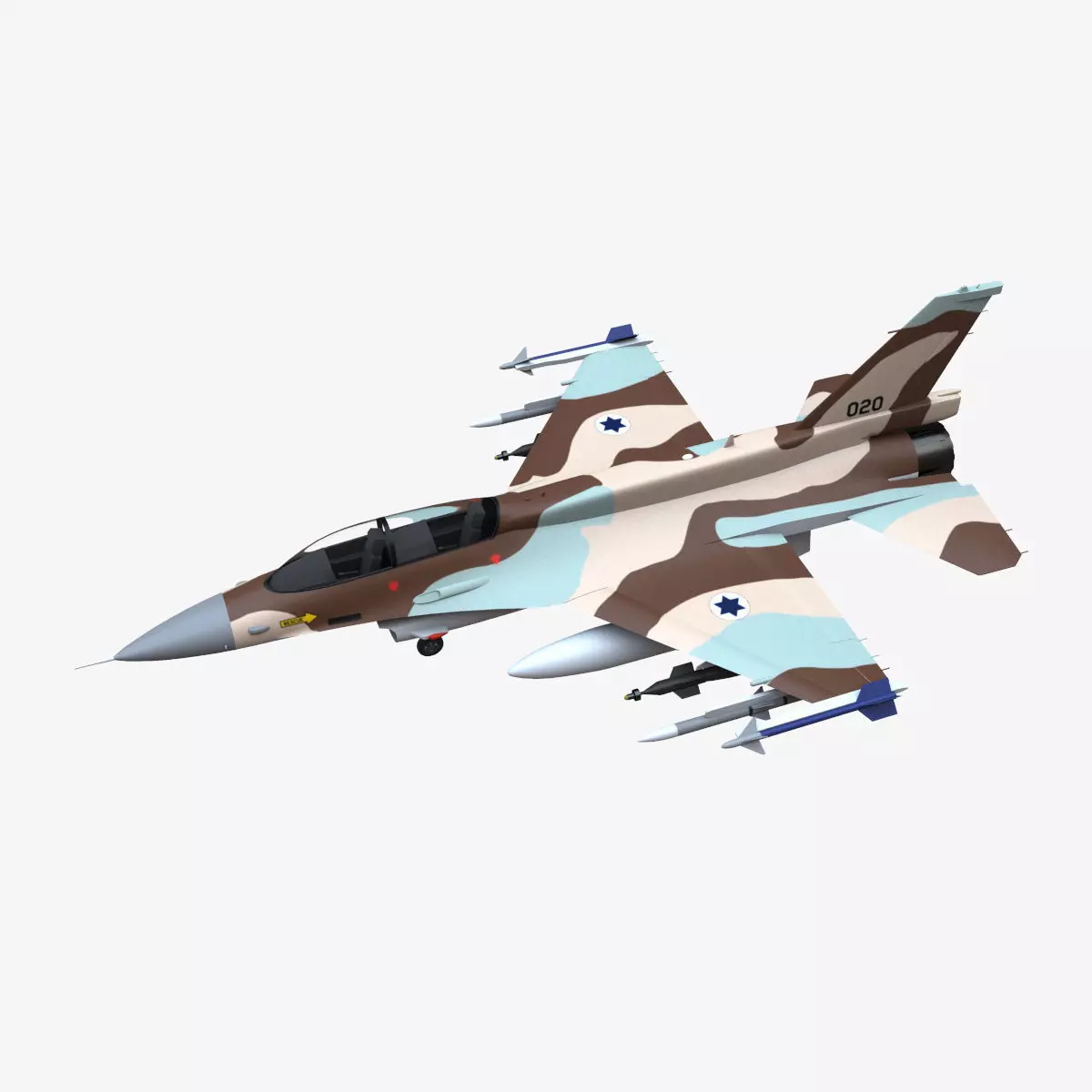 General Dynamics F-16D Brakeet Free low-poly 3D model