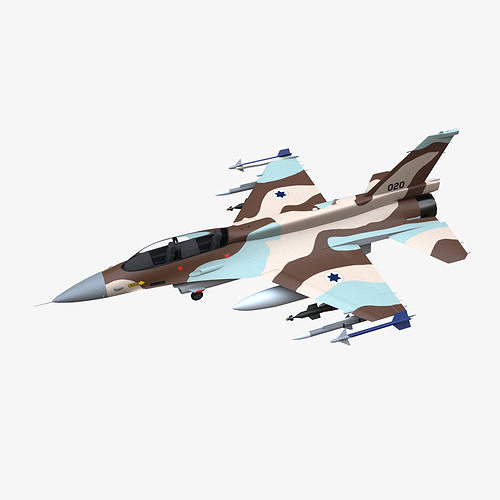 General Dynamics F-16D Brakeet Free low-poly 3D model