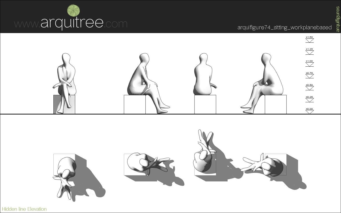 12 Revit human figures people sitting standing walking cycling 3D model_17