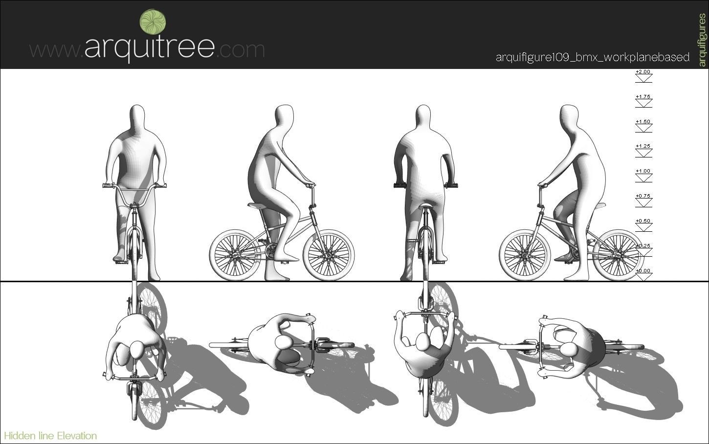 12 Revit human figures people sitting standing walking cycling 3D model_33