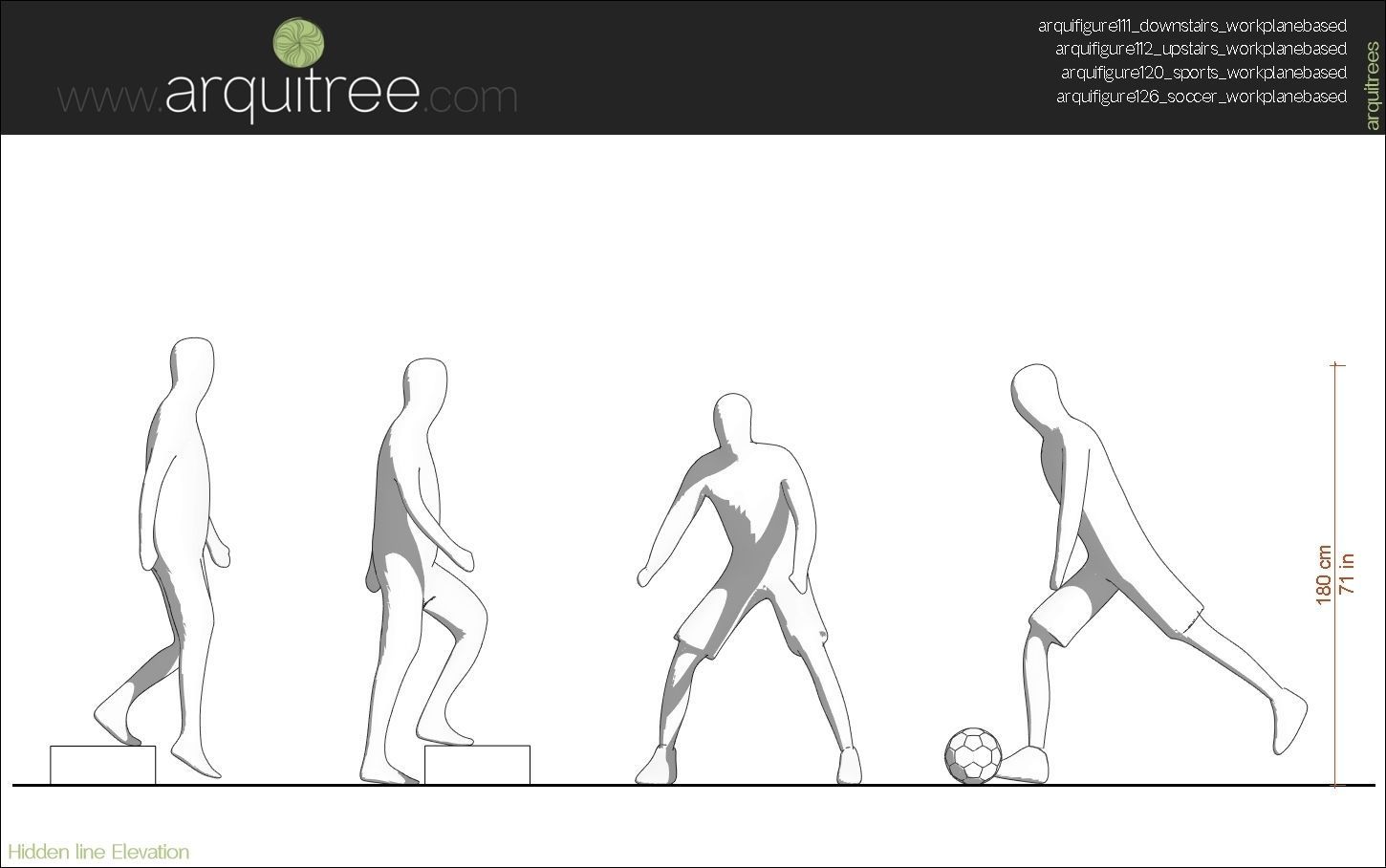 12 Revit human figures people sitting standing walking cycling 3D model_8