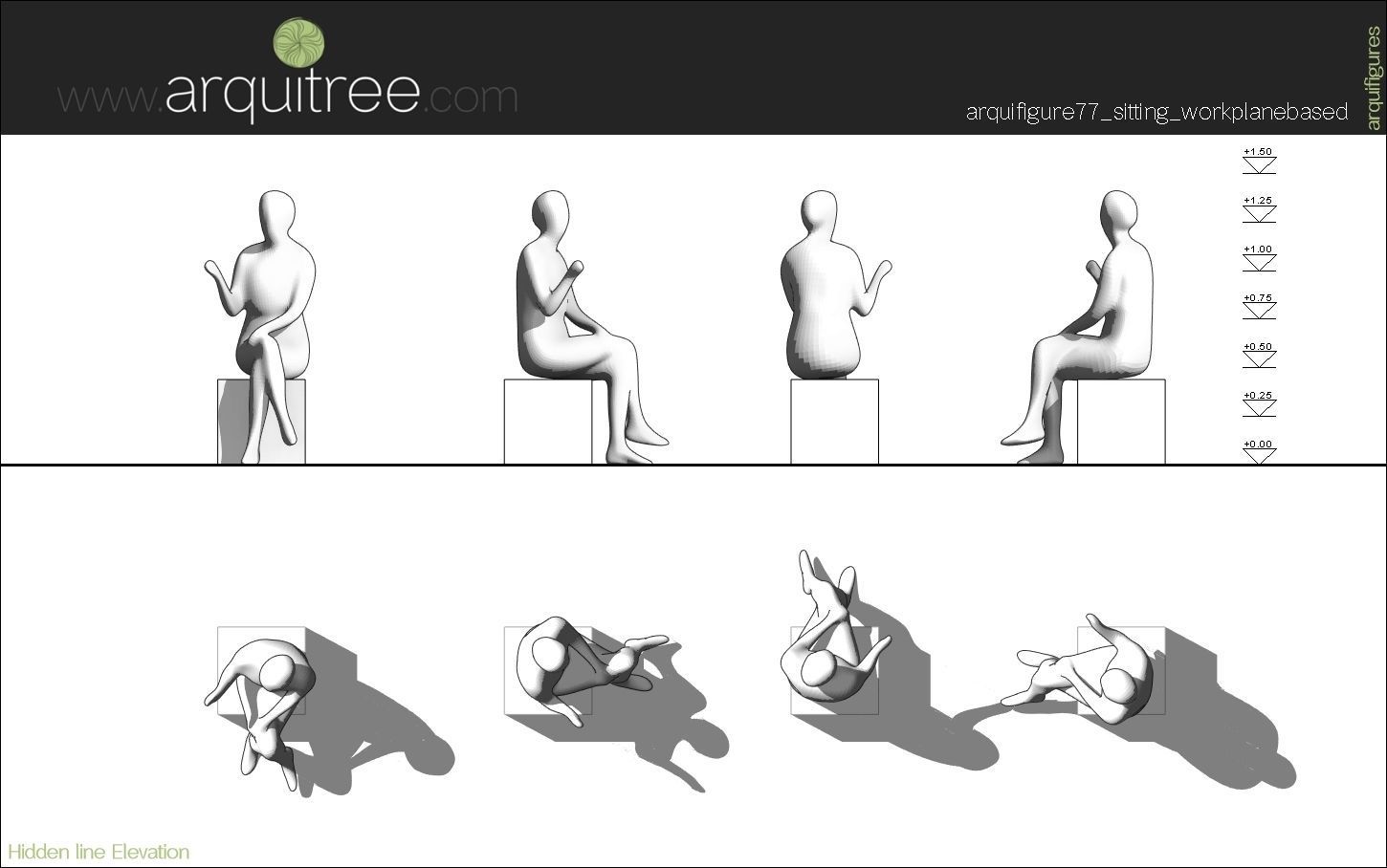 12 Revit human figures people sitting standing walking cycling 3D model_25