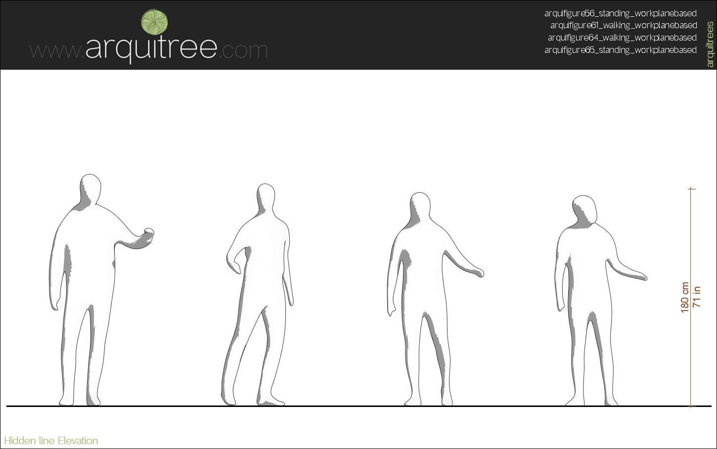 12 Revit human figures people sitting standing walking cycling 3D model_6