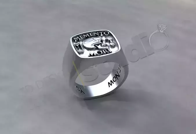Memento Mori mens ring 3d model print