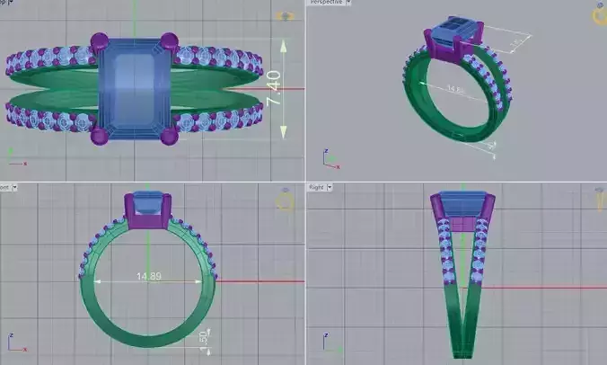 3DM Format White gold double band ring jewelry 3DM programs