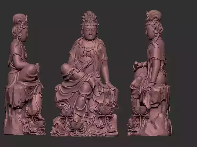 Guanyin three statues of buddha